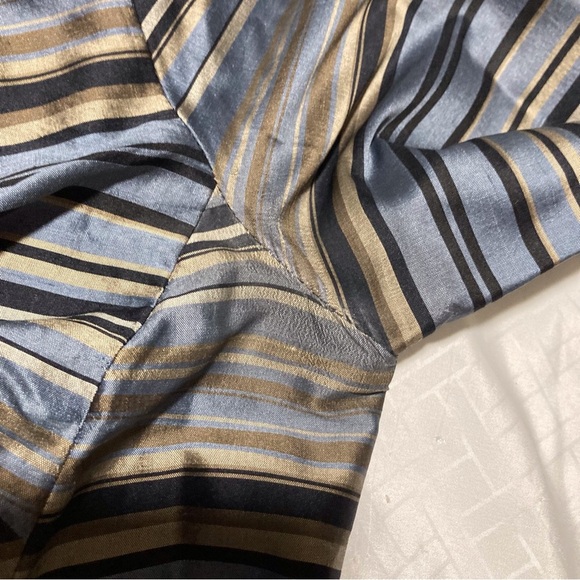 Ann Taylor Striped 100% Silk Wrap Blouse - Picture 7 of 16
